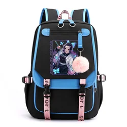 Cute Kochou Shinobu Backpack Fashion Casual Street Anime Backpacks High Quality USB Anime Kochou Shinobu Backpacks