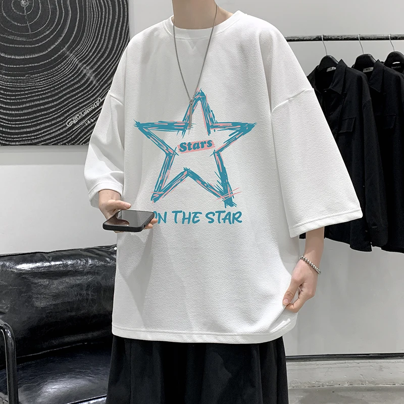 Korean Youthful Vitality Printed Pullovers Half Sleeve Loose Letter Casual Men's Clothing 2024 Summer All-match O-Neck T-shirts