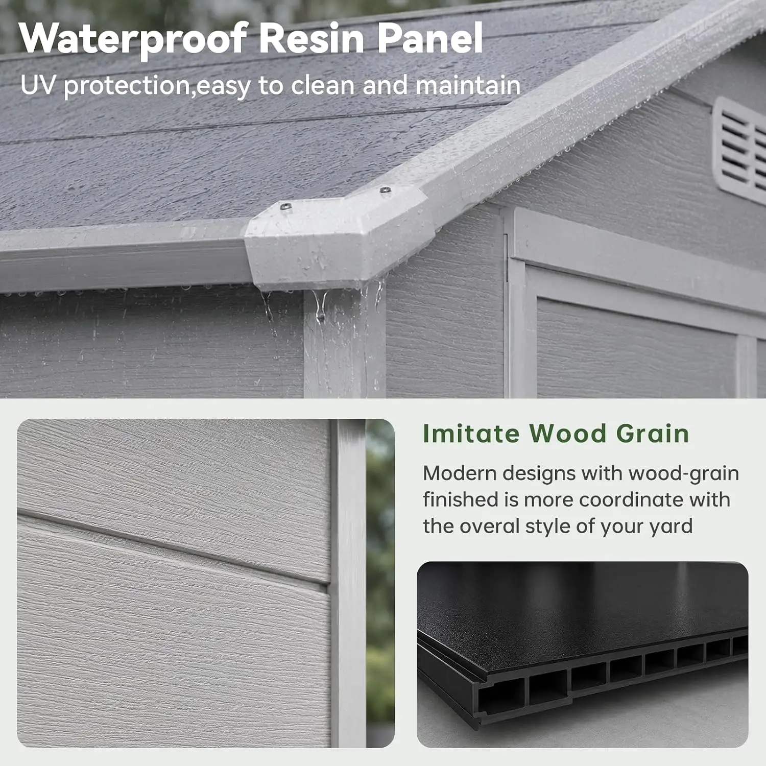 6x4 FT Outdoor Storage Shed, Resin Shed with Floor, Light Gray, Customized