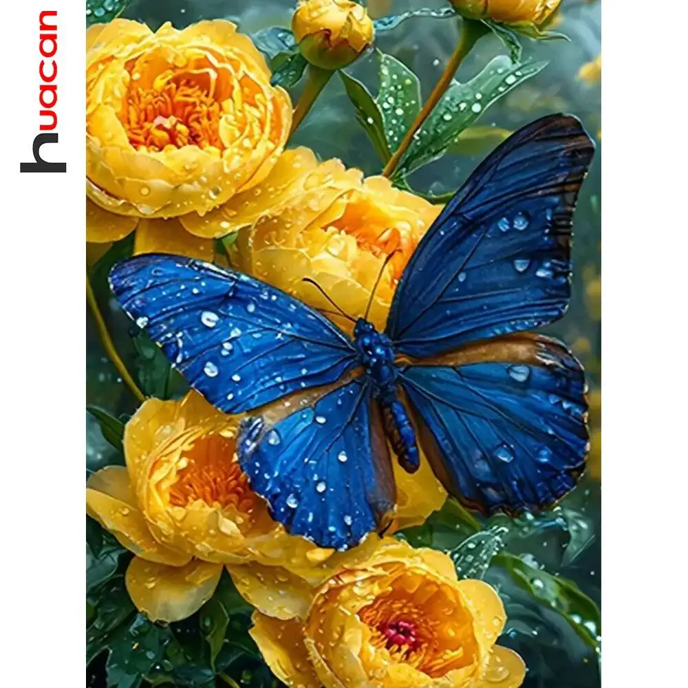Huacan Diamant-Malerei-Set, Schmetterling, Tierlandschaft, volle Runde, Diamant-Mosaik, Heimdekoration, modern