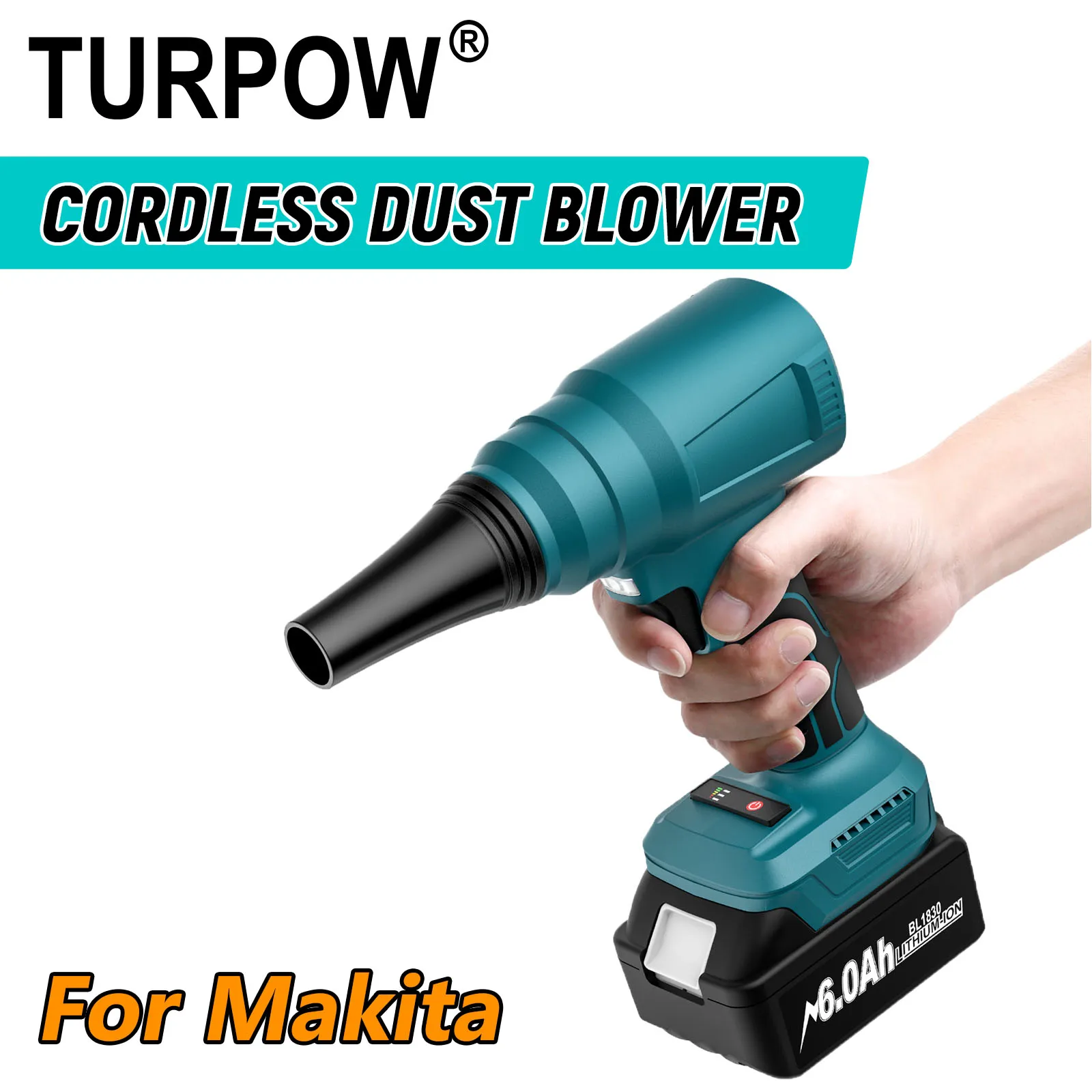 TURPOW Cordless Dust Blower For Makita 18V Battery BL1830 BL1840 BL1850 BL1815 Portable Electric Dust Blower Power Tool Battery