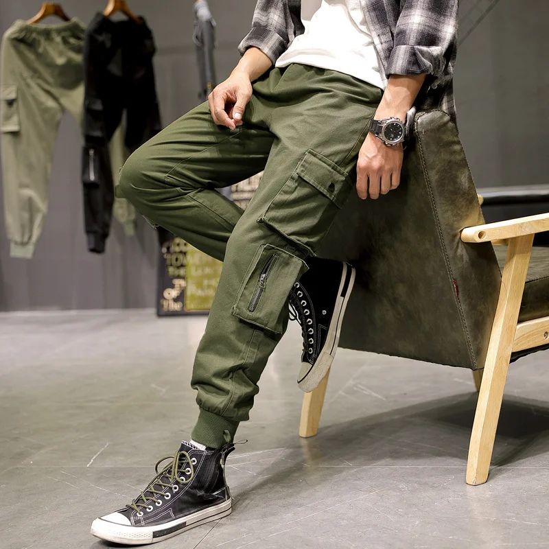 

2023 New Spring Plus Size Multi-Pockets Cargo Pants Men Streetwear Baggy Jogger Ankle-Length Harem 7XL 8XL