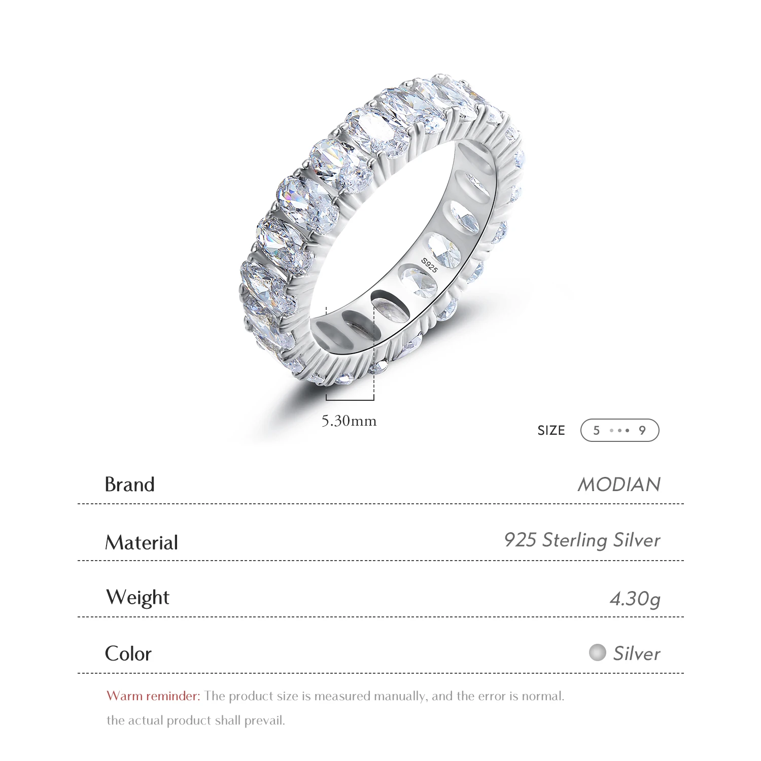 Modian New 100% 925 Sterling Silver Classic Oval Sparkling Finger Ring For Women Luxury AAAAA CZ Wedding Engagement Fine Jewelry — zdjęcie 3