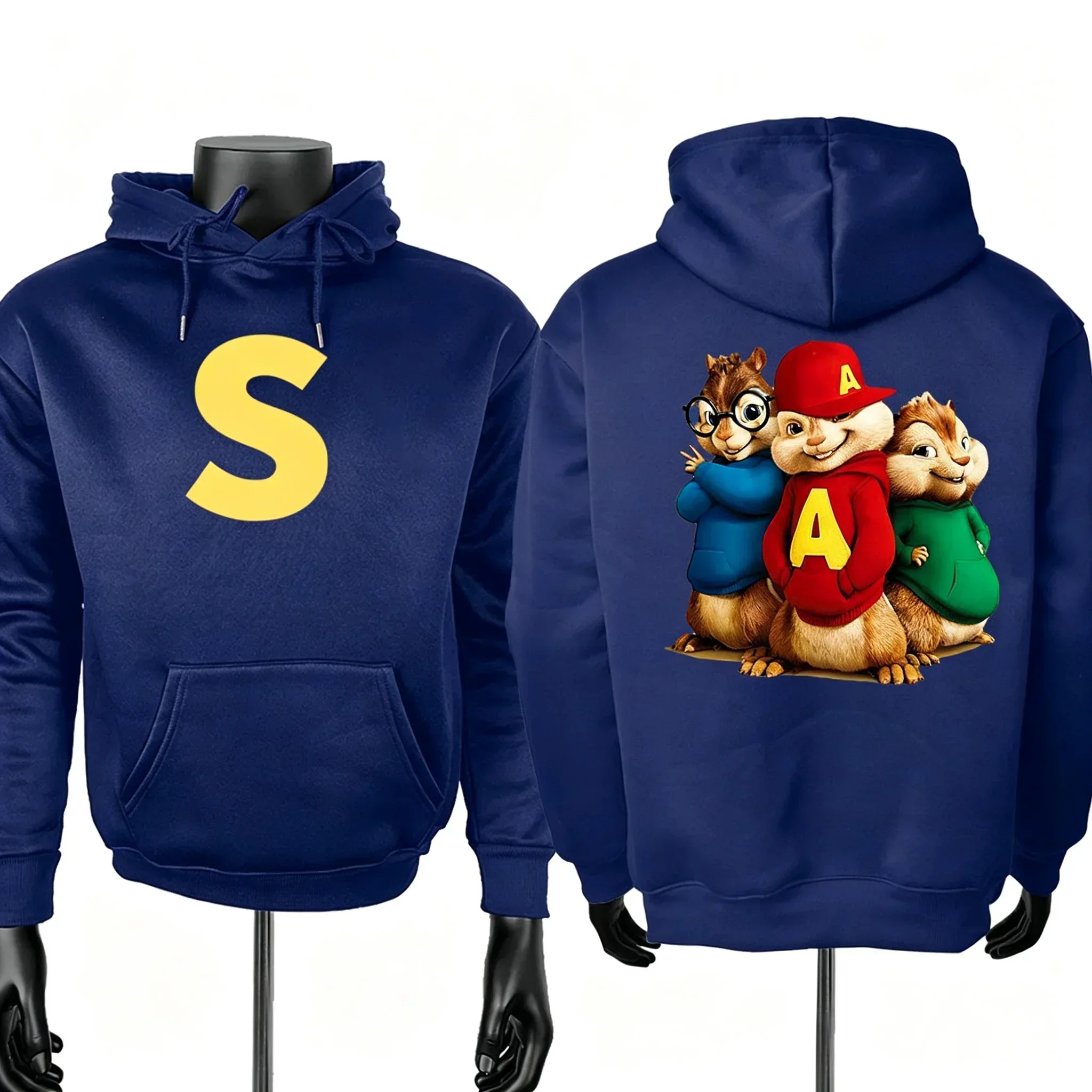 Alvin&Chipmunks fashion style men's and women's sportsweatshirt cartoon casual hooded pullover matching set casual BFF