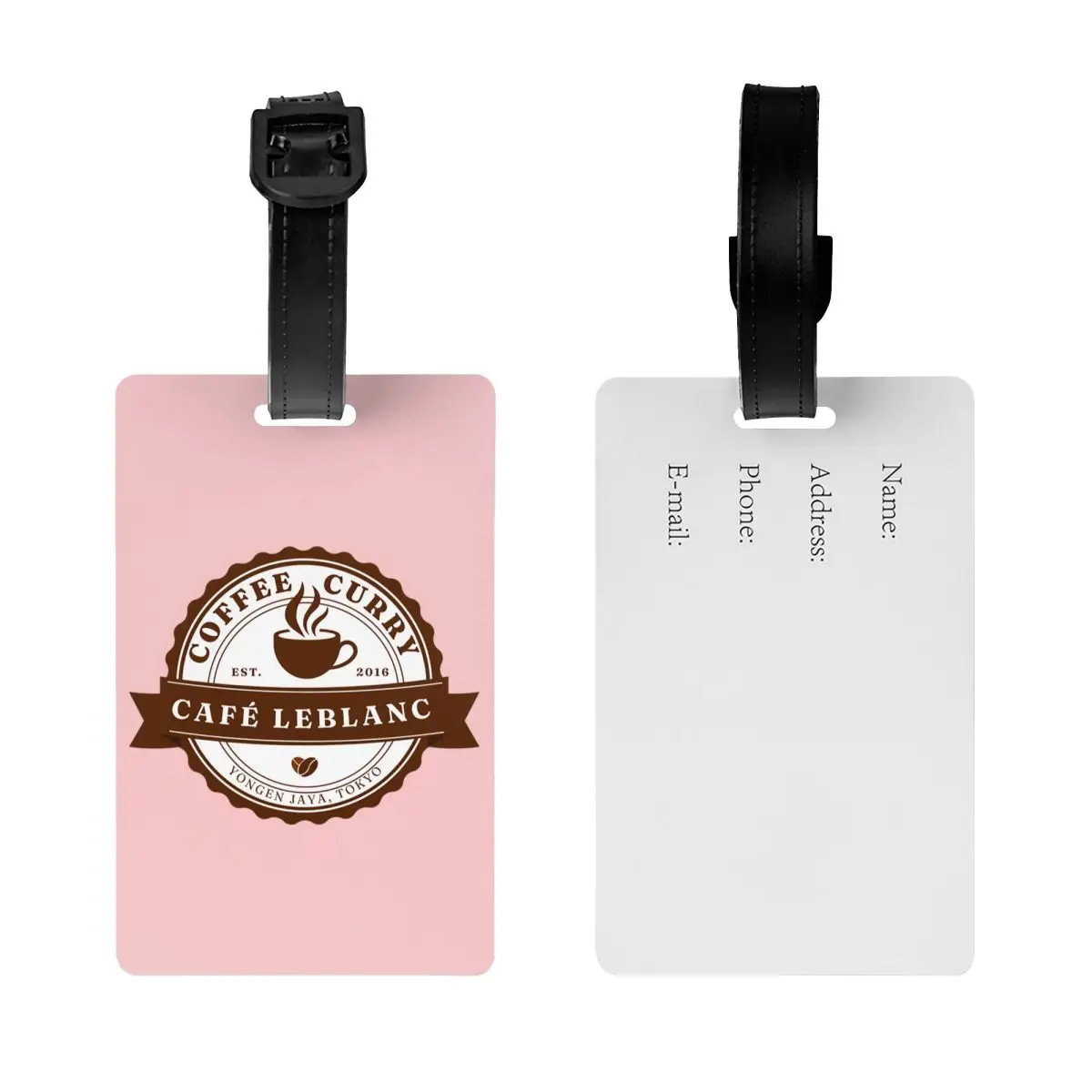 علامة الأمتعة بشعار Cafe Leblanc المخصصة لعبة شخصية 5 علامات الأمتعة غطاء الخصوصية اسم بطاقة الهوية