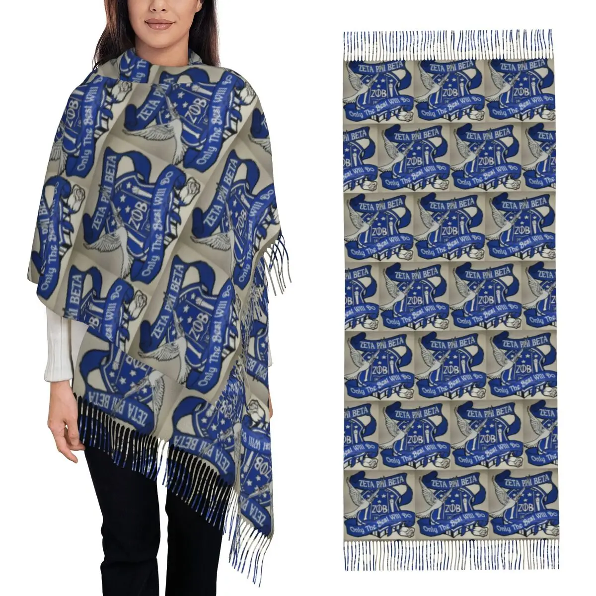 

Zeta Phi Beta Greek Letter 1920 ZOB Scarf Tassel Scarves for Women Soft Warm Shawls and Wraps Long Fall Winter Shawl Wrap