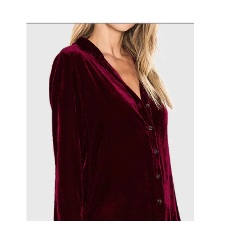 Silk Velvet Ladies Long Sleeve Shirt Temperament Fashion Women's Loose Plus-size Comfortable Soft Top