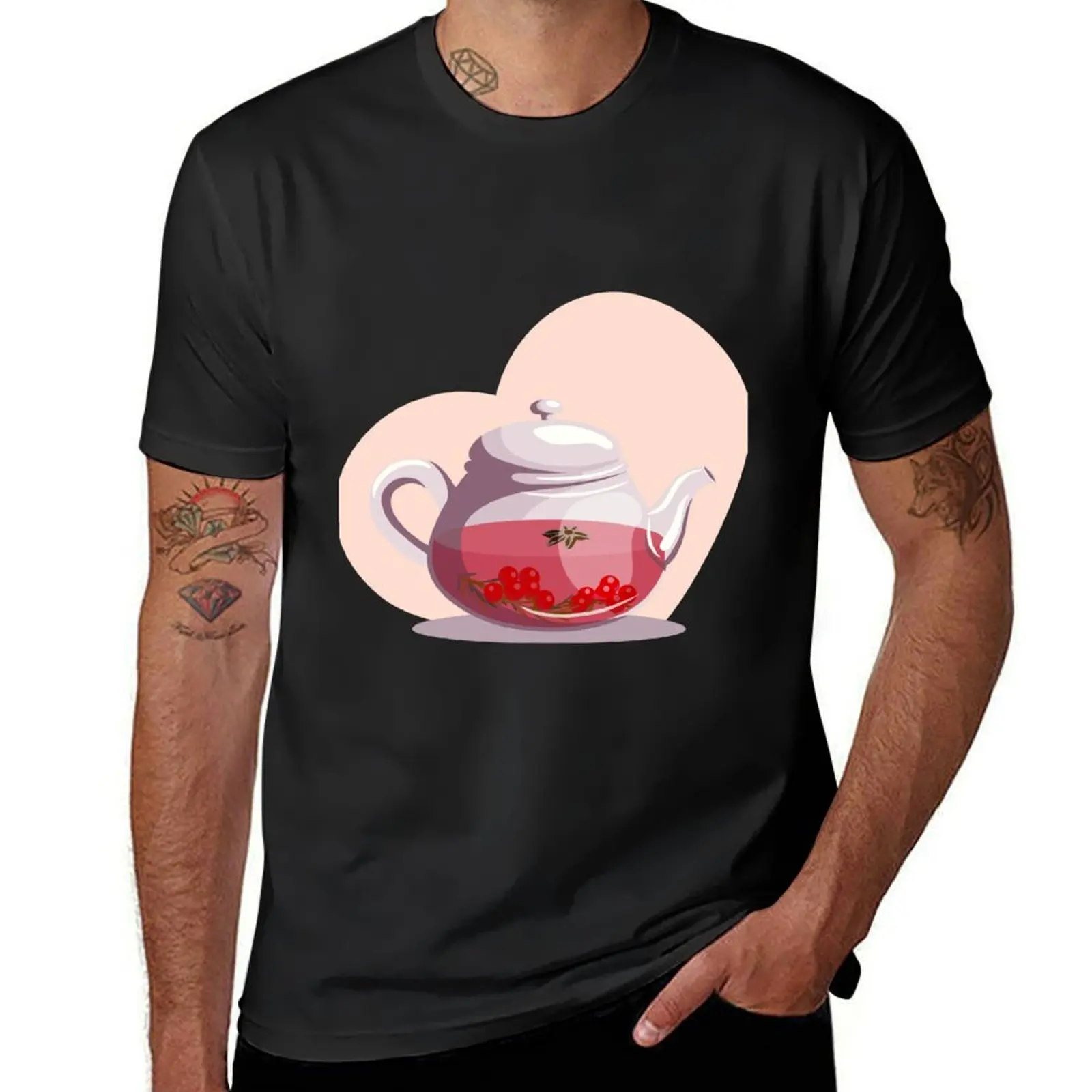 

Vector illustration of glass teapot with fruit tea T-Shirt heavyweights cute tops fitted t shirts for men