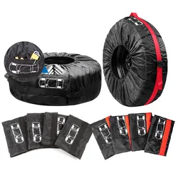 4 Pieces 13-18inch Car Tire Cover Case Auto Spare Tire Cover Storage Bags Carry Tote Polyester Tire Wheel Caps Tire covers