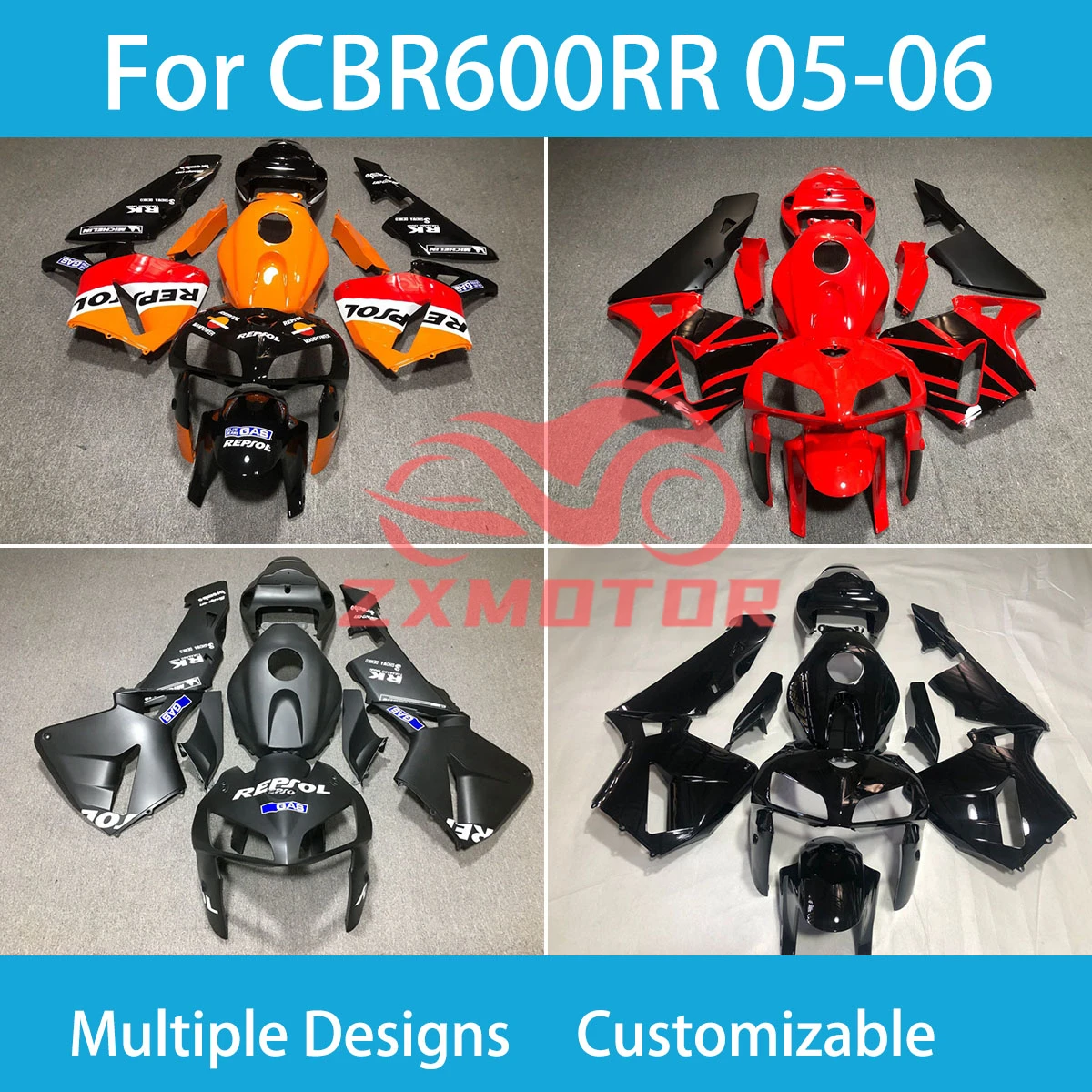 For Honda CBR 600RR 05 06 Fairing Kit Motorcycle Plastic Body Pars CBR600RR 2005 2006 Rebuil Cover Fairings