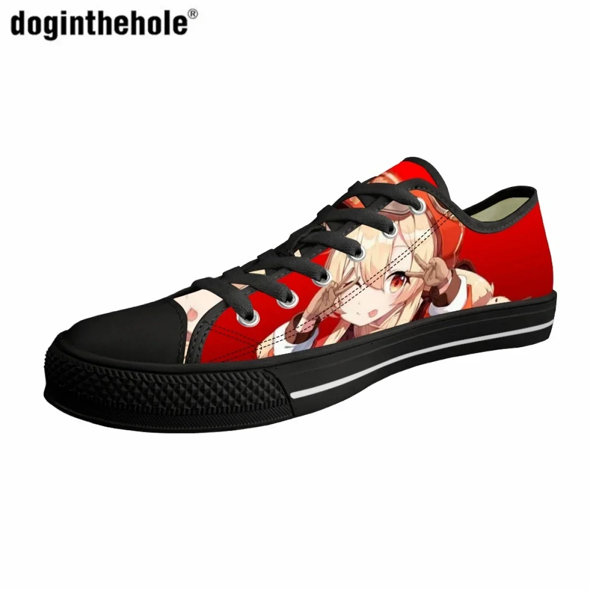 Genshin Impact Print Design Ladies Casual Flat Shoes Anime Design Classic Low Top Canvas Shoes Comfortable Sneaker