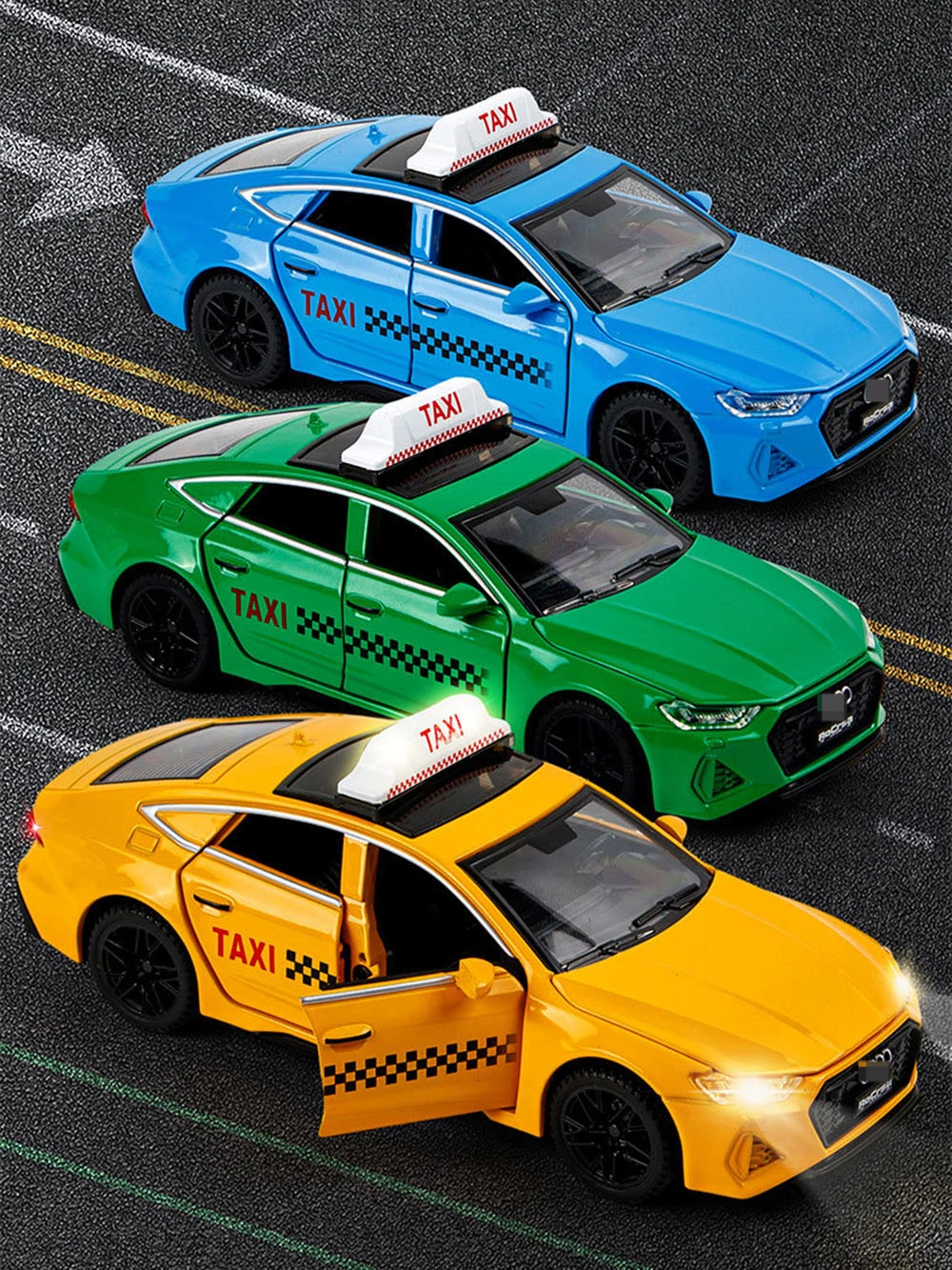 

Модель автомобиля 1/32, игрушка, модель автомобиля RS7, такси, литая под давлением модель автомобиля из сплава со звуком светильник, выдвижная коллекция, подарки для мальчиков на день рождения
