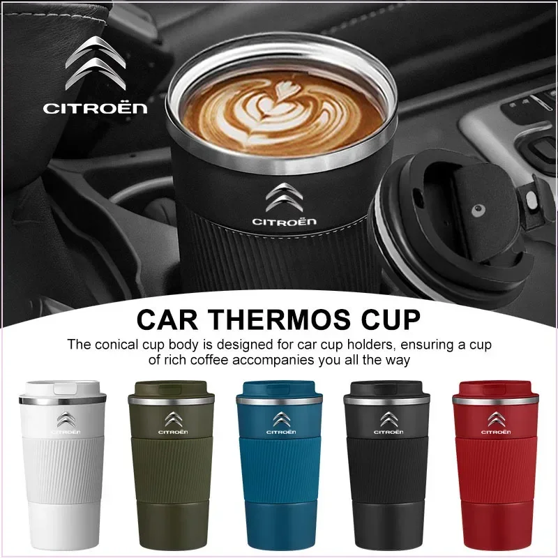 Edelstahl-Kaffee-Thermosflasche, Thermobecher, Zubehör für Citroen DS C1 C2 C3 C4 C5 C6 C8 C4L DS5 DS5LS DS6, Autoaufkleber