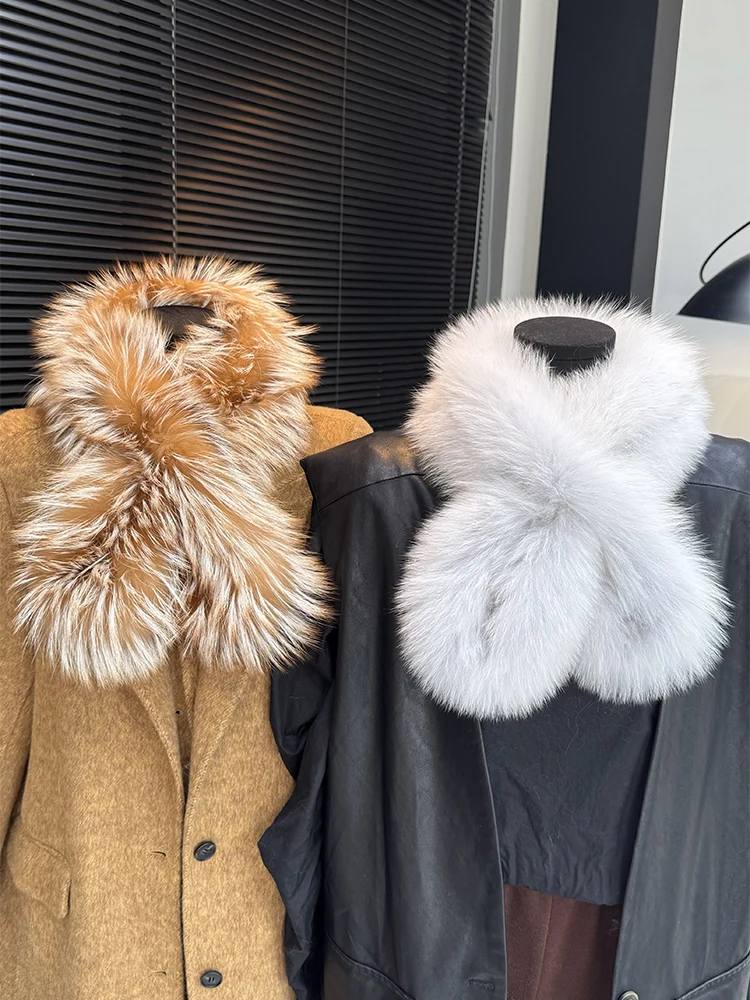 

2025 Winter Lady NaturalReal Fox Fur Scarf Shawl Luxury Full Pelt Warm Soft 100% Genuine Fox Fur Scarves Women Real Fur Muffler