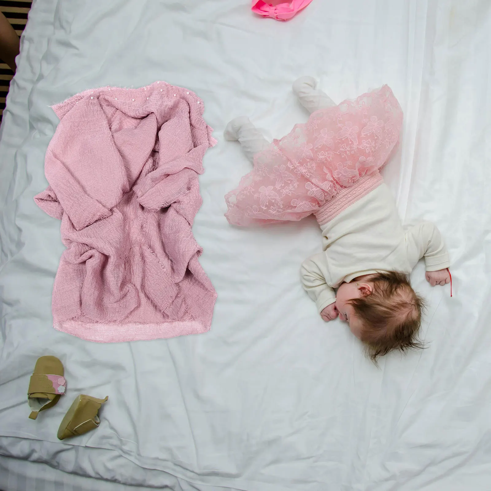 

1Set Baby Photography Wrap Set Newborn Swaddle Blanket Headband Soft Breathable Newborn Photoshoot Props Studio Home