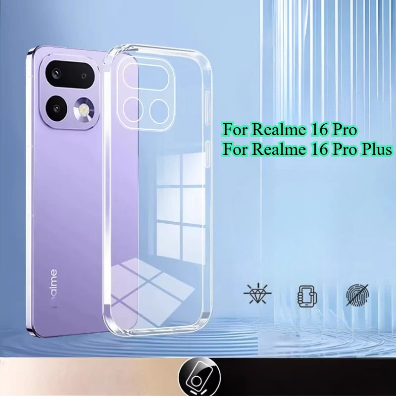 Für Realme 16 Pro Plus Transparente Handyhülle Für Realme 16 Pro+ Schlanke, weiche TPU-Klarsilikon-Kameraschutzhülle