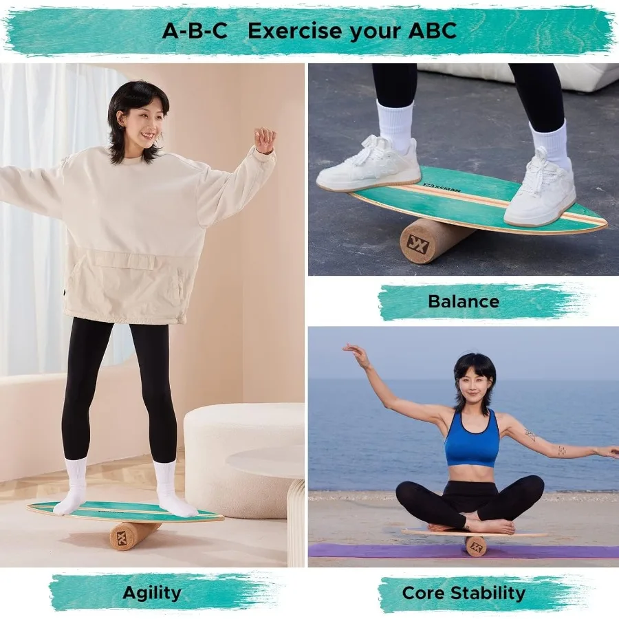 مدرب مع أسطوانة خشبية للتمرين على التوازن ومدرب الاستقرار وسطح غير قابل للانزلاق للبالغين Balance Bo #5