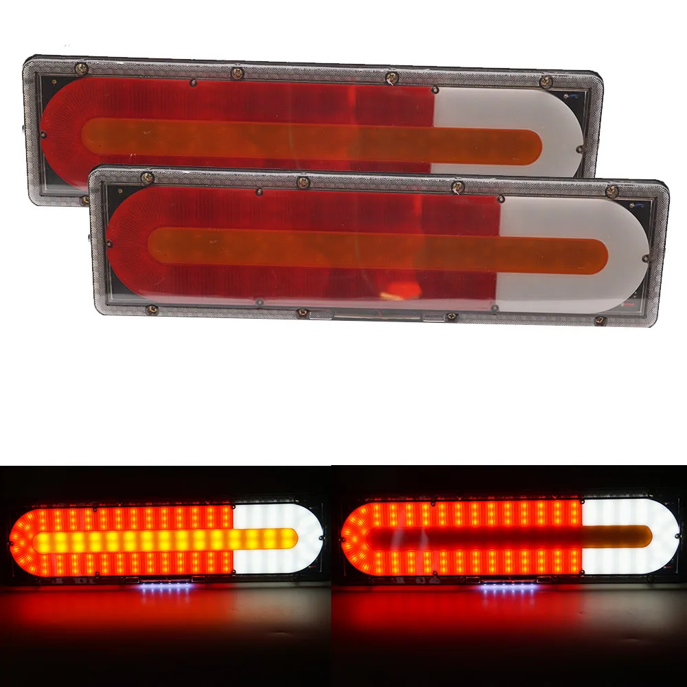 24V LED Rear Tail Lights Stop Reverse For Lorry Trucks Trailer Warning Light Dynamic Flowing Signal Light Traffic Lamp 2PCS