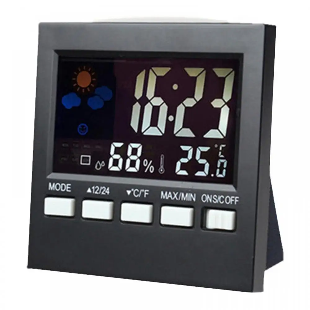 Thermometer Clock Weather Station Alarm Wireless Temperature Humidity Meter