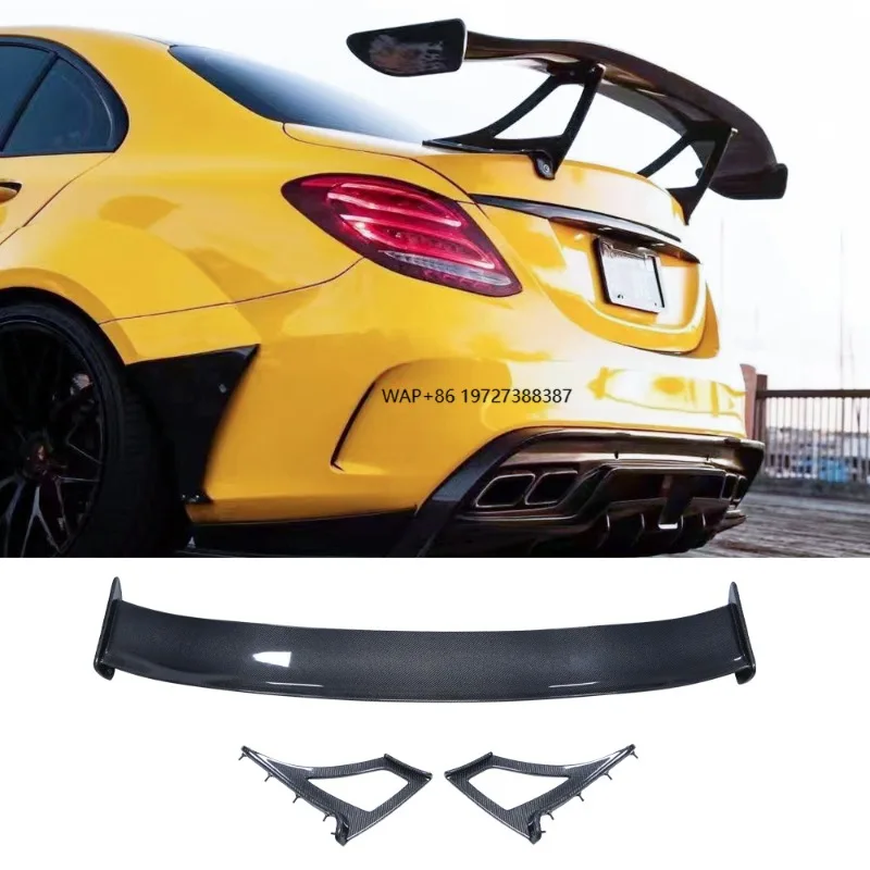 Carbon Fiber Spoiler IMP Style for C-Class W205 C63 Coupe 2 Door / 4 Door Rear Car Trunk Spoiler Flaps