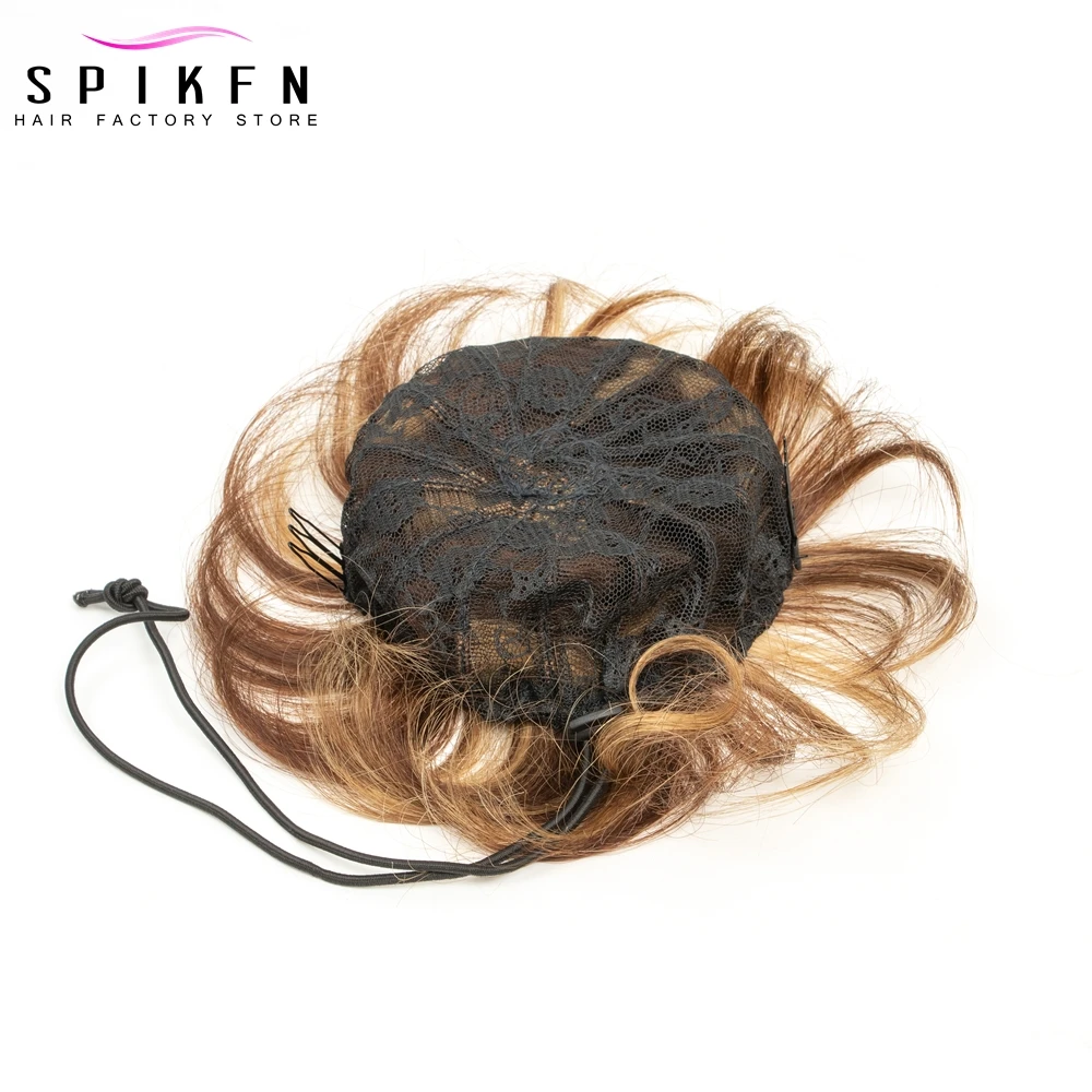 Fake Hair Buns Extensions Drawstring Ballet Bun Real Human Hair Donut Chignon Updo Hairpieces for Women Girls Lady