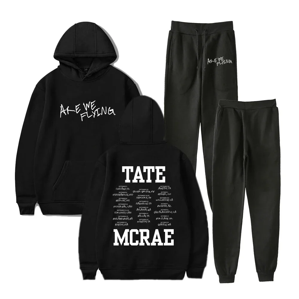 Tate McRae Are We Flying Tour 2023 Tate McRae Merch Casual Tracksuit 2 Piece Set Hooded Sweatshirt + Pants Suit Sportswear