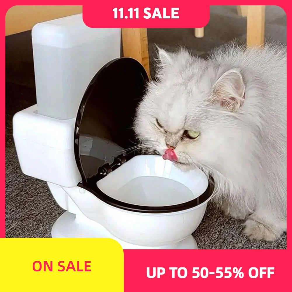 New 650ML Automatic Cat Toilet Water Dispenser Dustproof  Toilet Shape Pet Water Fountain Drinking Bowl Plastic