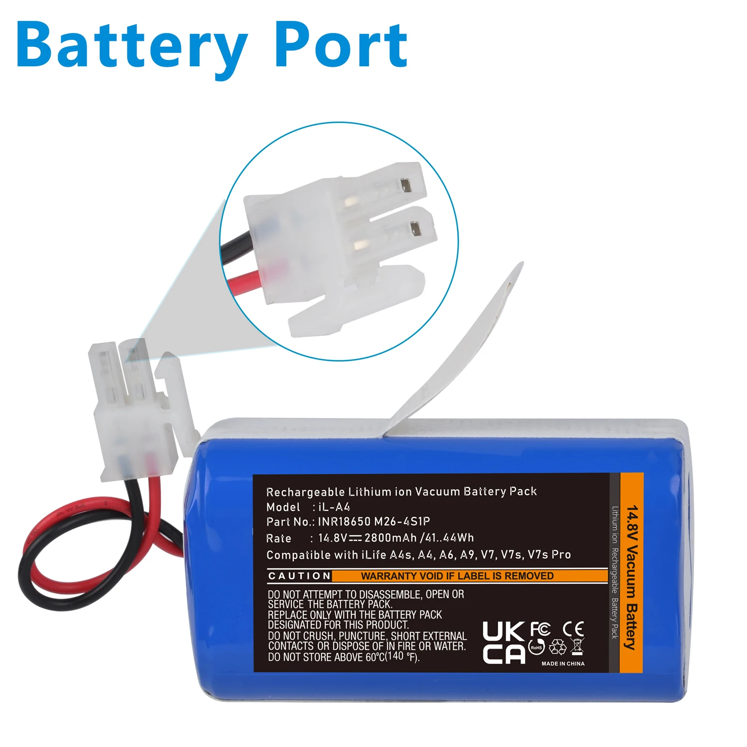 بطارية بديلة لبطاريات Pickle Power 2800 مللي أمبير في الساعة للمكنسة الكهربائية الروبوتية ILIFE A4، A4s A4s Pro A6 A9 V7، V7s، V7s Pro