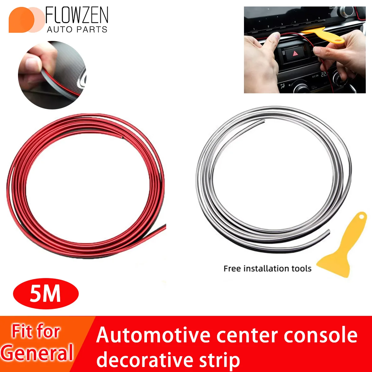 5 meter DIY Auto Dekoration Streifen Galvani Rot Innen Tür Aufkleber Dekoration Linie Rot Auto Teile