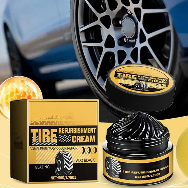 50g Tire Shine Gel Car Tire Care Agent Long-Lasting Black Tire Shine Cleaning Essence Vehicle Tire Retreading Paste