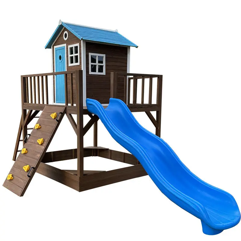 Wooden playhouse, kindergarten, outdoor large toy treehouse, climbing tent, amusement park, slide house, children's wooden house