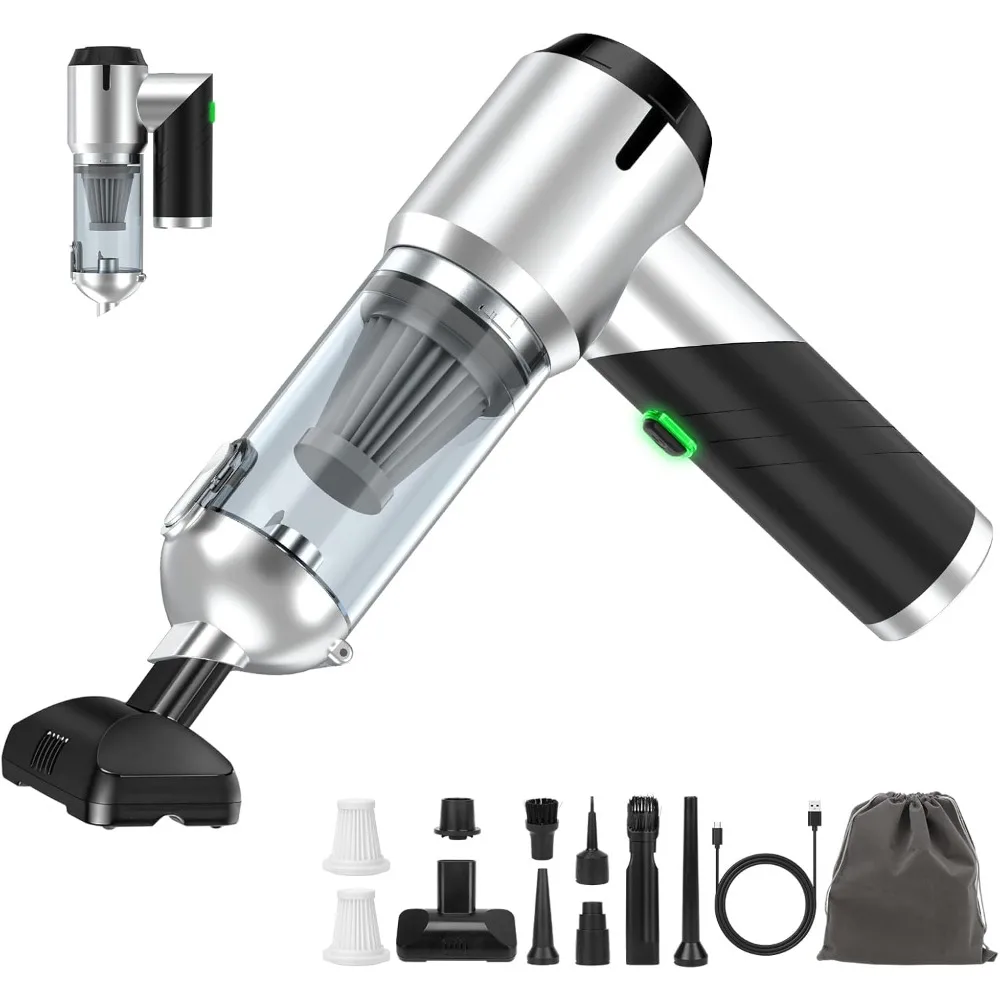 

Car Vacuum Portable Cordless Foldable Mini Vacuum, 17000PA Strong Suction, 40mins Runtime, 4-in-1 Air Duster & Air Blower Handhe