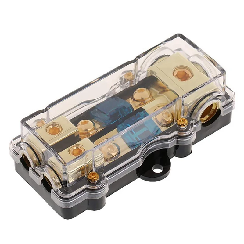 A48P-3X Power Distribution Block (2 Way) 4/8 AWG Gauge AGU Fuse Holder Distribution Block 4 Gauge In To (2) 8 Gauge Out view 6