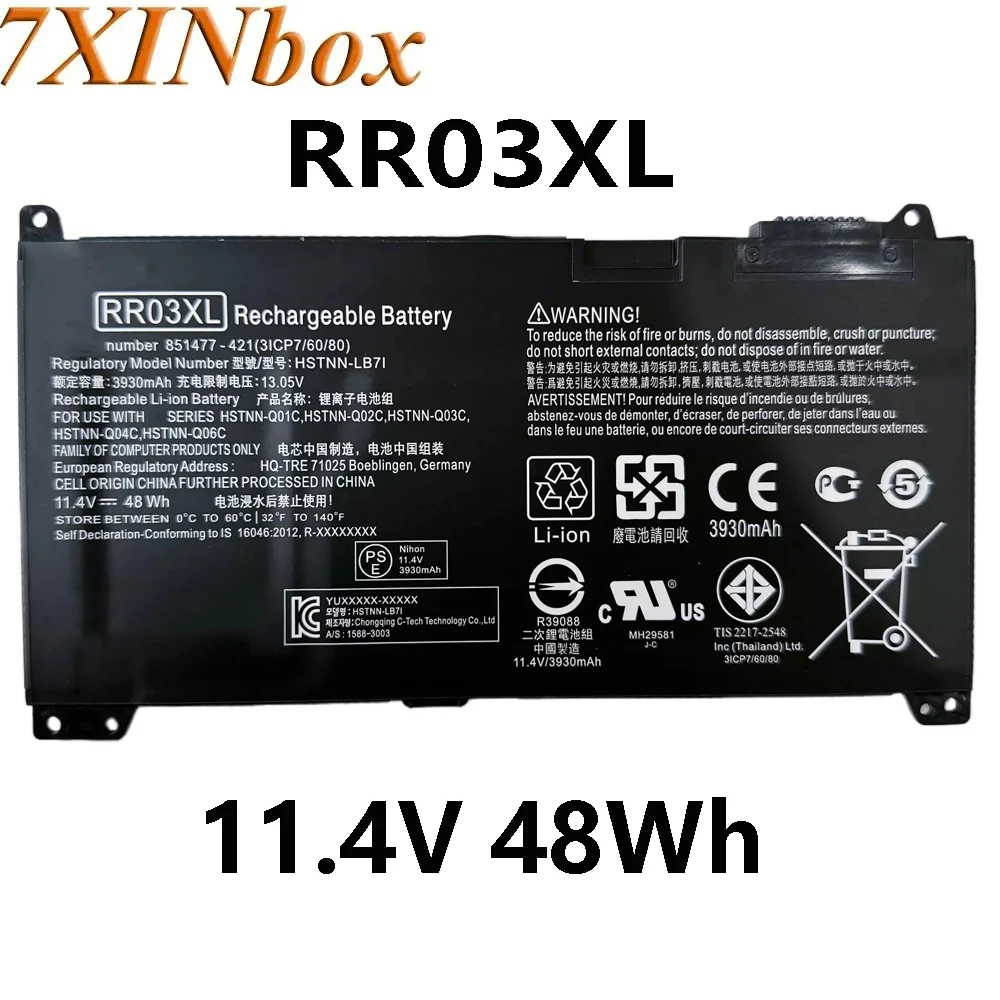 7XINbox RR03XL 11.4V 48Wh Laptop Battery For HP ProBook 440 450 470 430 G4 G5 Serie HSTNN-LB7I HSTNN-UB7C HSTNN-PB6W  2TT74UT