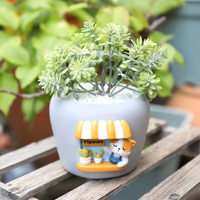 Panda Bakery Planter for Succulents Air Plants Cute Flower Pots Fairy Garden Decor Figurines Pencil Holder Home Table Decoration