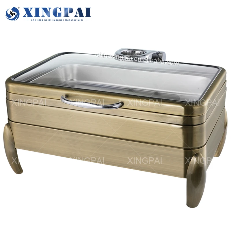 

XINGPAI Commercial Restaurant Hotel Supplies Bronze Chafing Dish Electric Hot Pot Chafer Dishes Food Warmer Set for Buffet