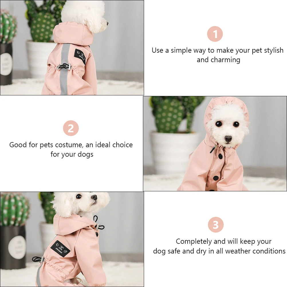 

Waterproof Reflective Dog Raincoat Pink Fabric Large Size Puppy Clothes Durable Jacket All Weather Conditions Dog Costume Pet