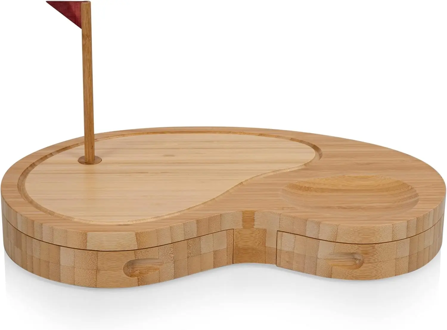 Bamboo Golf-Themed Cheese Board Set with Knives and Wine Tools