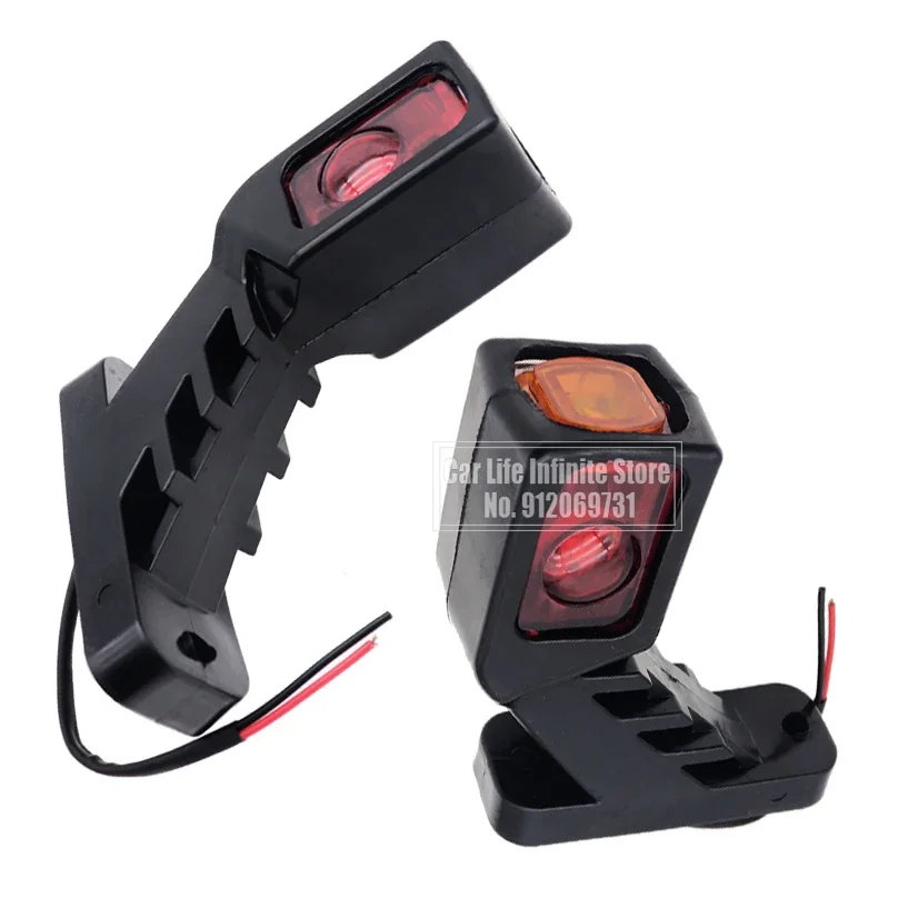 2Pcs LED Trailer Side Marker Lights Outline Marker Truck Light 9LED Indicator Lamp Van Pickup Tail Light White Red Yellow