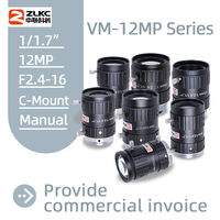 ZLKC 1/1.7 Inch Lens FA 4mm 6mm 12mm 16mm 25mm 35mm 50mm 75mm Fixed Focus C-Mount Industrial Lenses 12MP High Resolution Cameras
