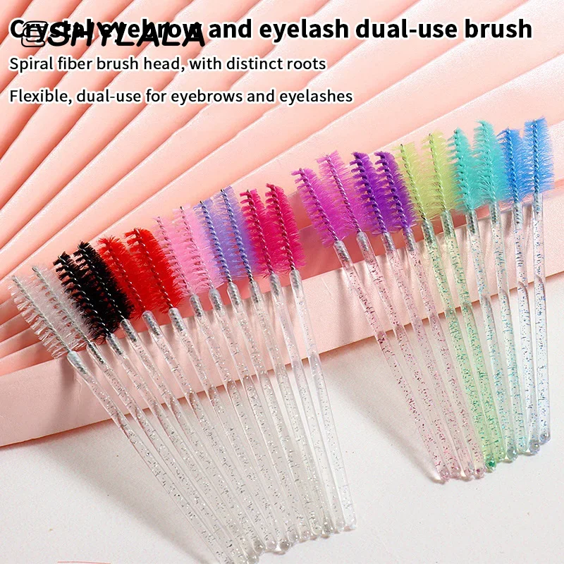 Peine desechable de cristal para pestañas, 50/100 Uds., extensión de pestañas, varitas para rímel, maquillaje profesional, herramienta de belleza
