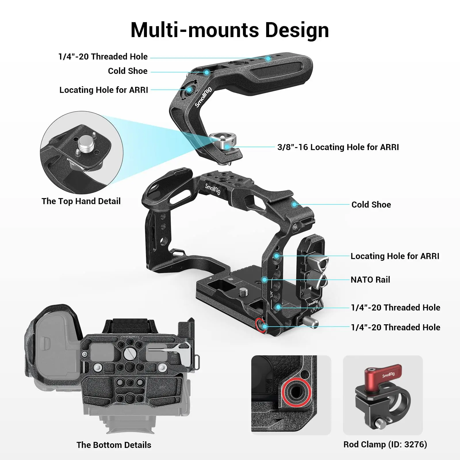 SmallRig “Black Mamba” Handheld Kit for Canon EOS R5 C with Top Handle Extended Baseplate and HDMI & USB-C Cable Clamp 3891