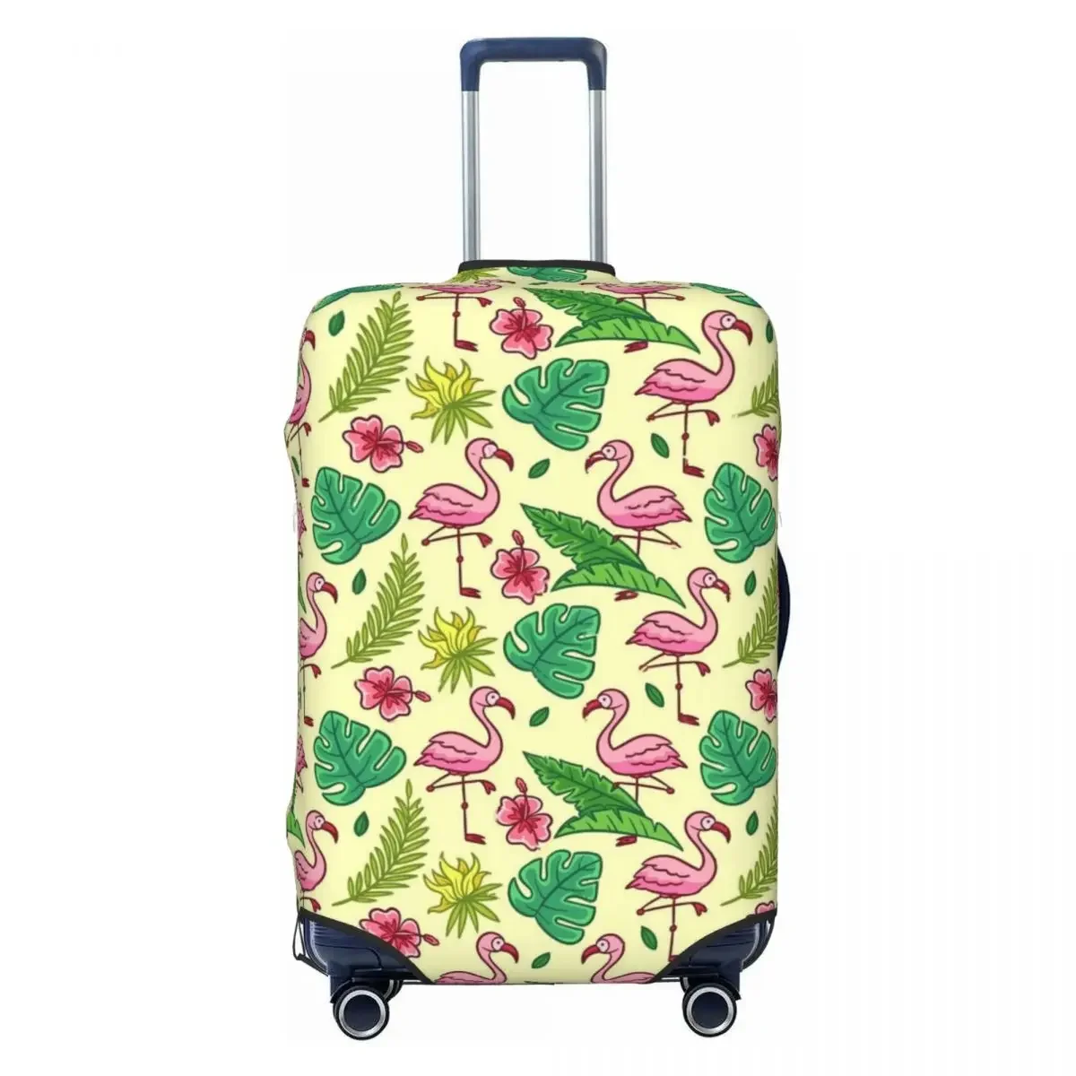 Bird And Green Leaf Suitcase Cover Flamingos Cruise Trip Protector Vacation Strectch Luggage Case