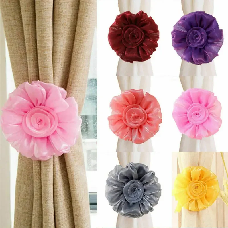 

1PCS Modern Room Buckle Holder Magnetic Curtain Tieback Flower Strap Window Flower Curtain Tieback Clip-on Rose Tie Holder Decor