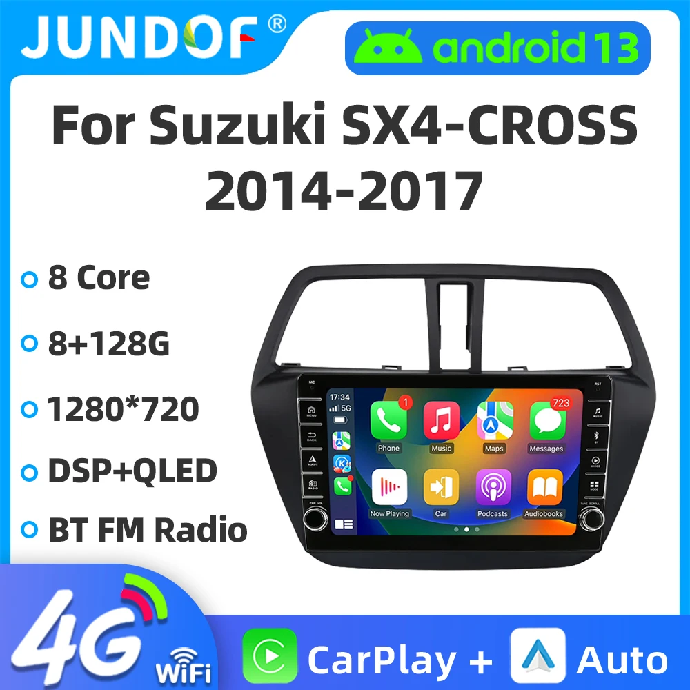 

Автомагнитола на Android 13 для Suzuki SX4 2 S-Cross 2012 - 2017 Carplay, автомобильный мультимедийный плеер с сенсорным экраном, GPS-навигацией BT 5,0 DSP