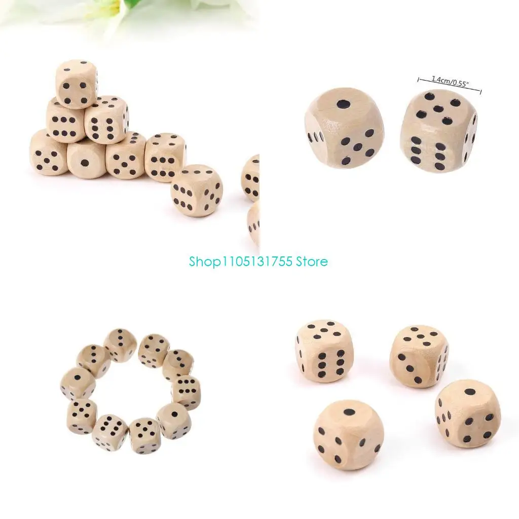 

K0EF 10x 0.55In 14mm Dices 6 Sided Dots Cubes Round Corner Board Game
