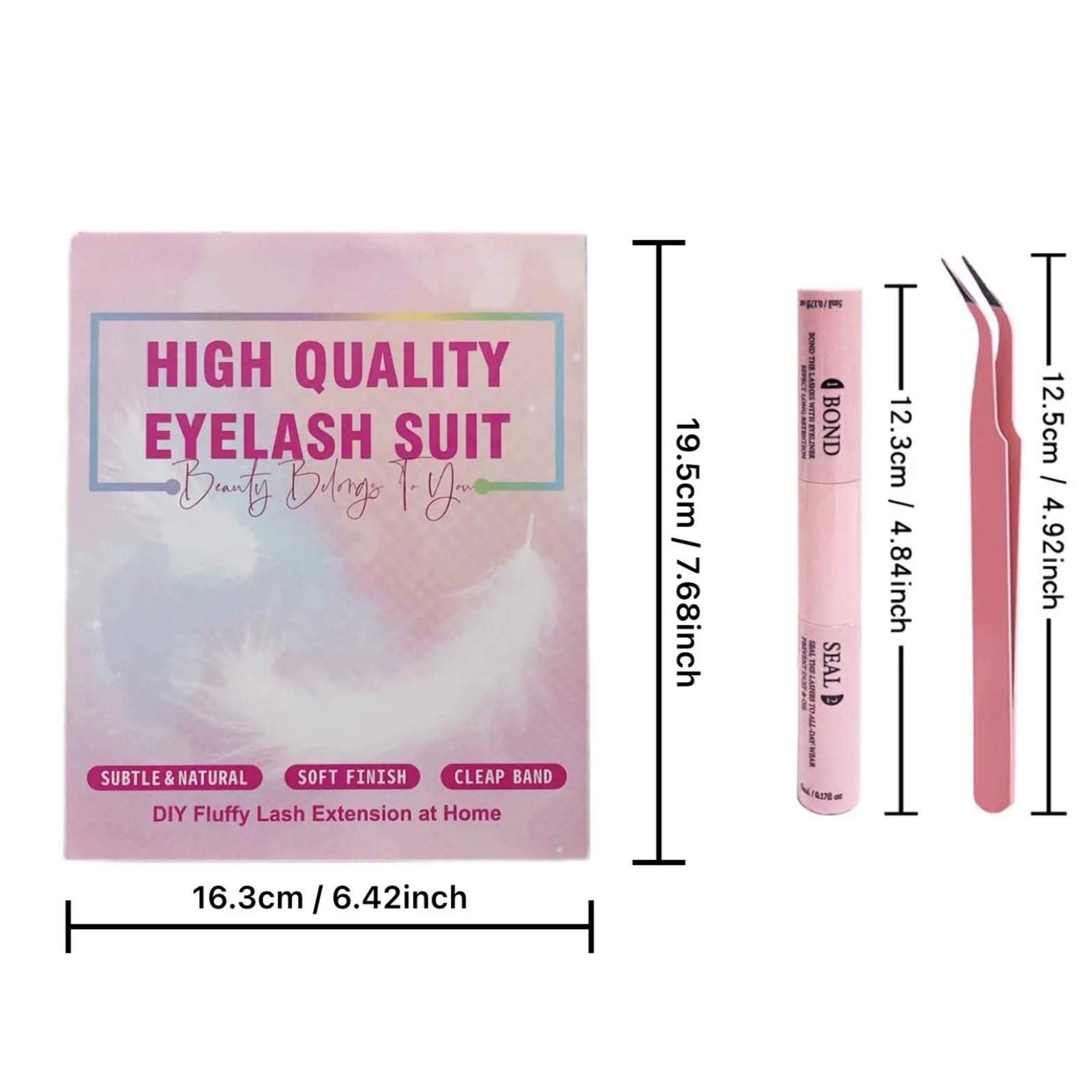 Princesa tira completa cílios postiços conjunto individual cílios bond & seal lash pinças kit diy lash extensão kit