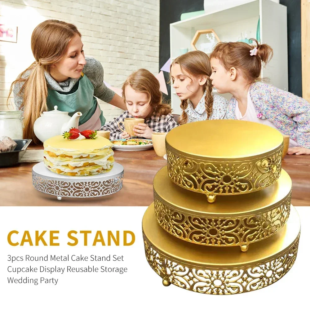 20/25/30cm Round Metal Cake Stand Holder Dessert Cheese Cupcake Pastry Fruit Display Plate Tray for Wedding Party Event Birthday