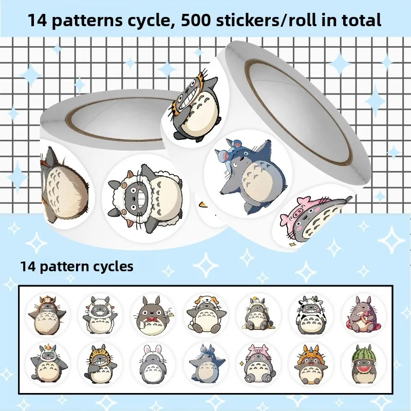 500 Stück Mein Nachbar Totoro Niedliche Aufkleber-Rolle Wasserfeste DIY-Sticker für Handyhülle Laptop Wasserflasche Scrapbook-Dekoration – Detail 6