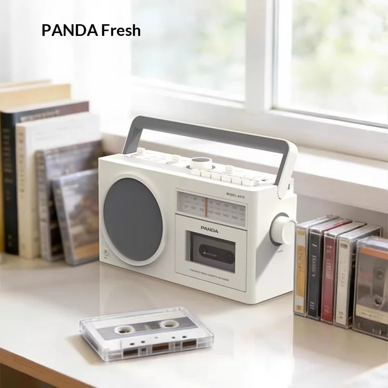 New Panda 6519 Retro Bluetooth Audio Bluetooth 5.1 Cassette Recorder Radio All-in-One Vintage Nostalgic Sound System Speaker